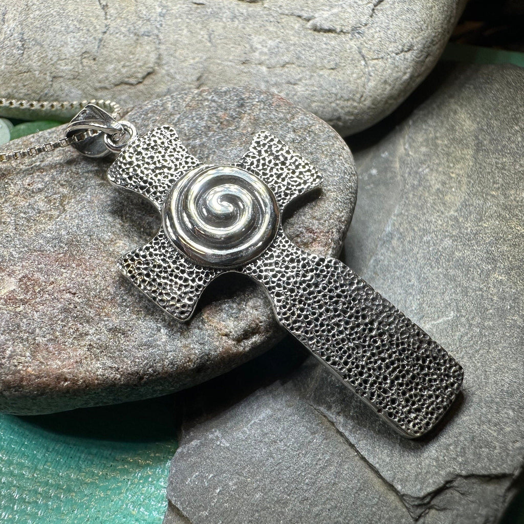Newgrange Celtic Cross Necklace in Sterling Silver