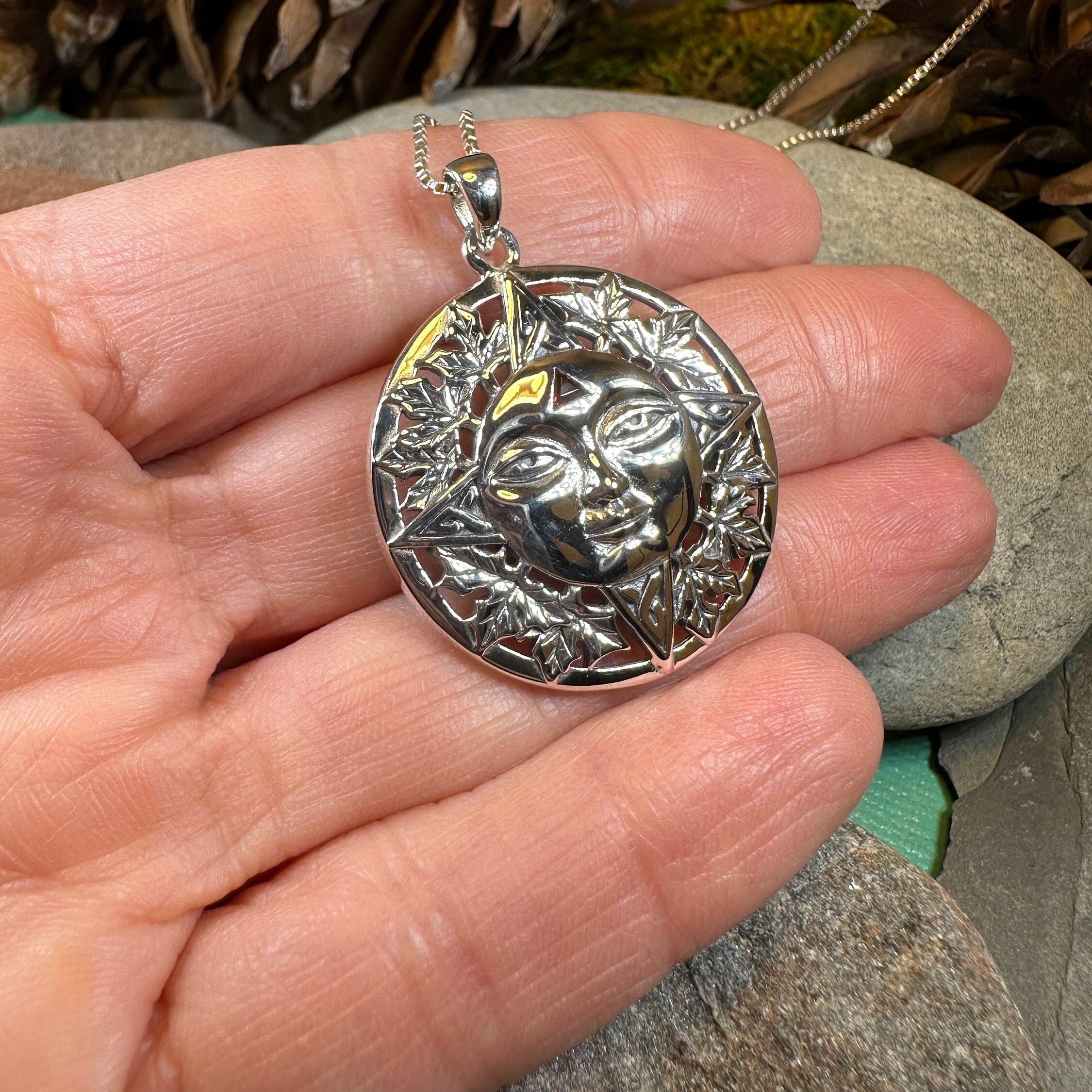 Autumn Celtic Sun Necklace with Garnet Gemstone