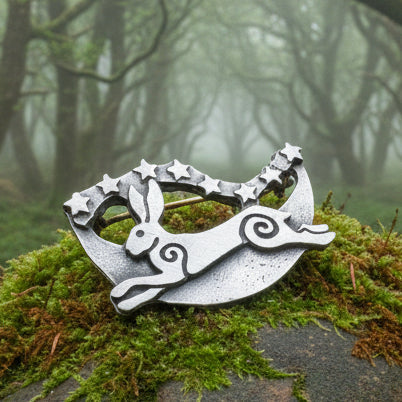 Moonleap Celtic Rabbit Brooch - Handmade in Scotland