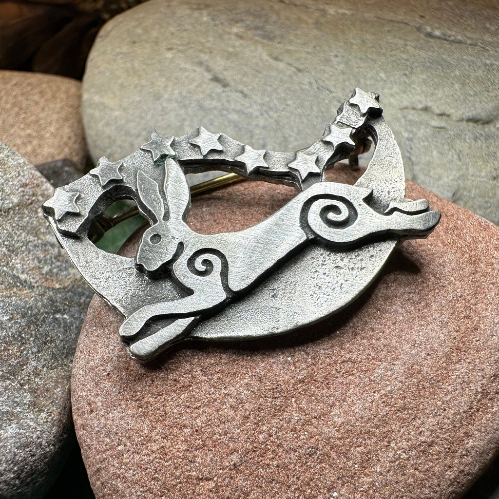 Moonleap Celtic Rabbit Brooch - Handmade in Scotland