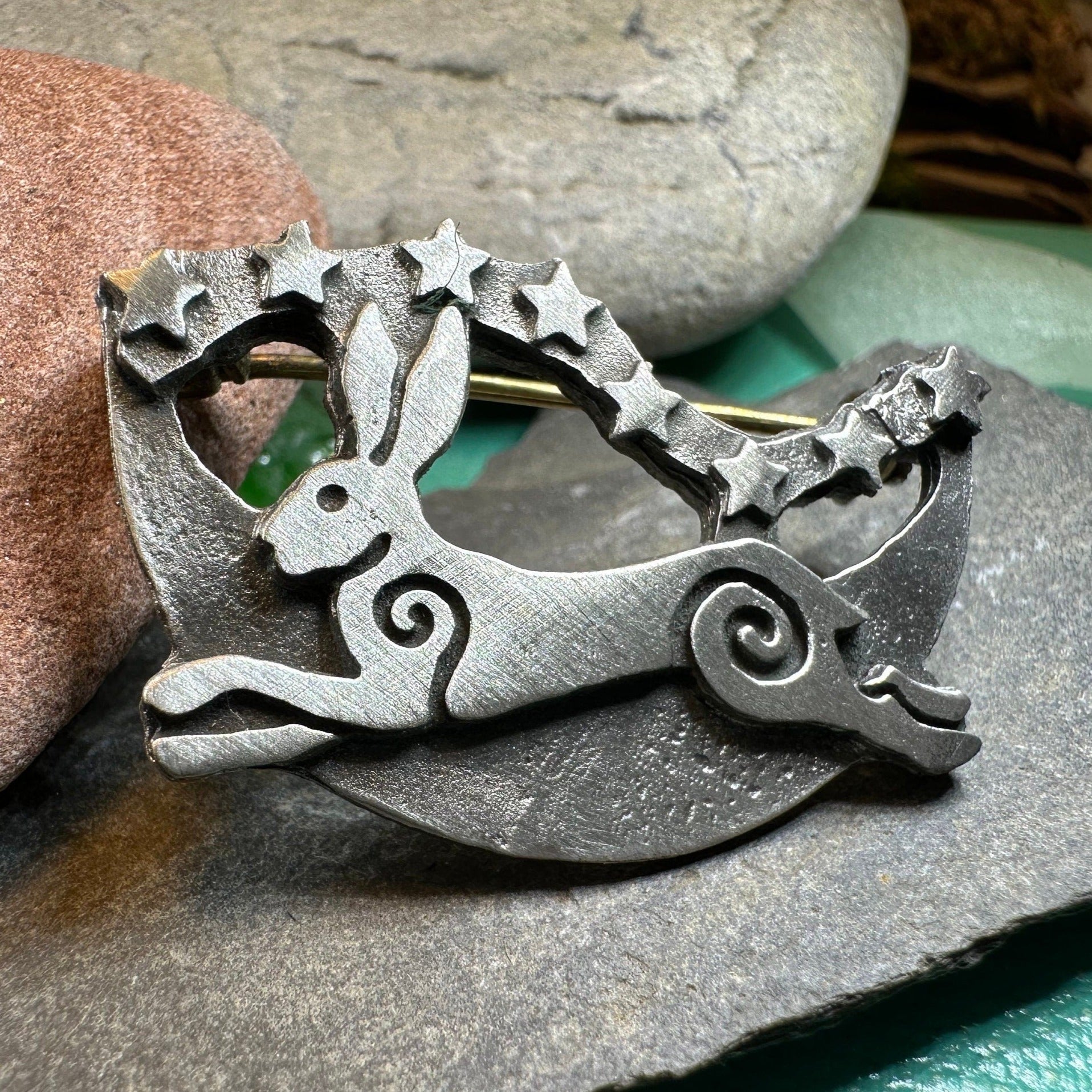Moonleap Celtic Rabbit Brooch - Handmade in Scotland