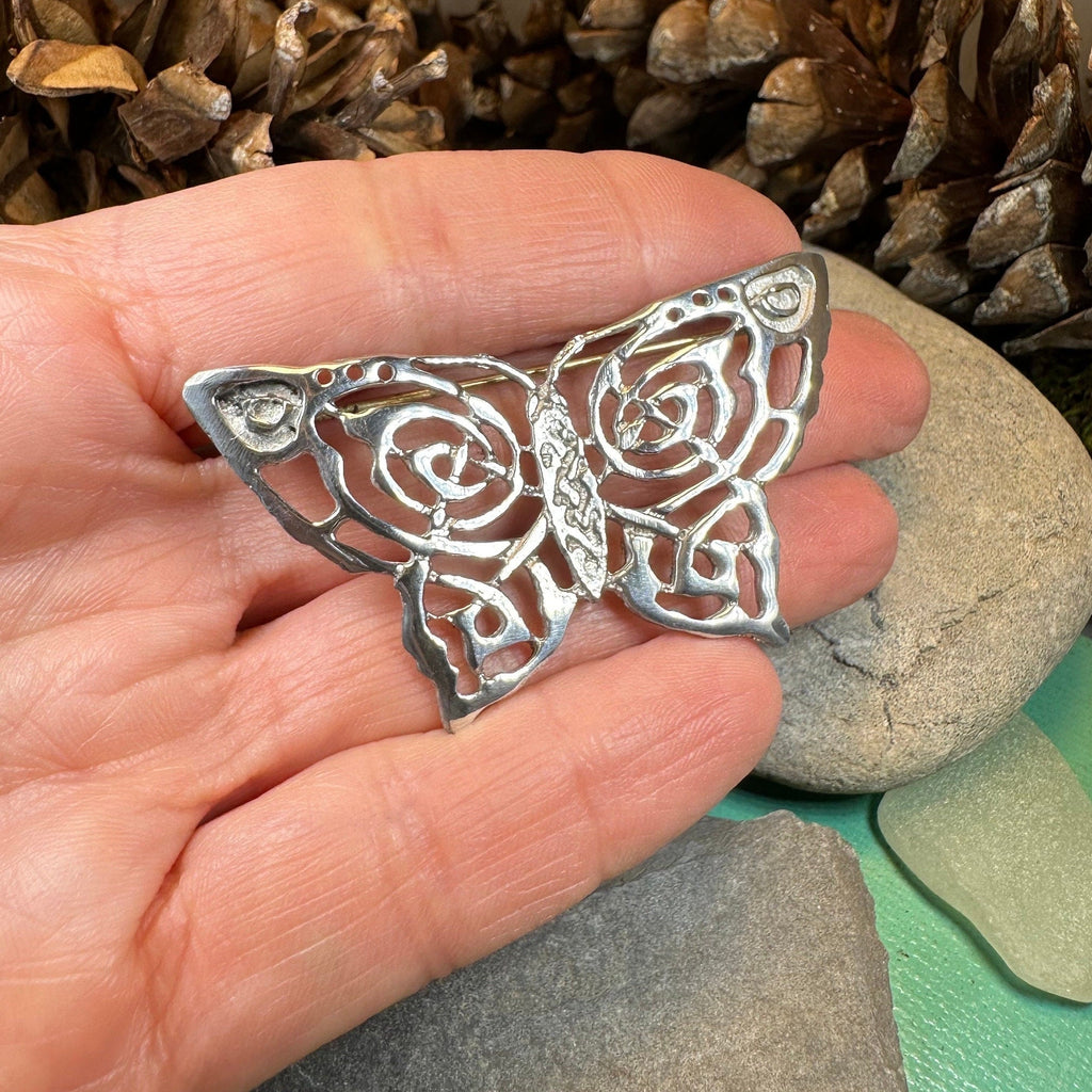Pewter Celtic Butterfly Brooch - Handmade in Scotland