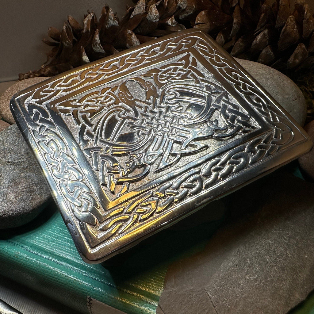 Celtic Birds Kilt Belt Buckle - Handmade in Scotland