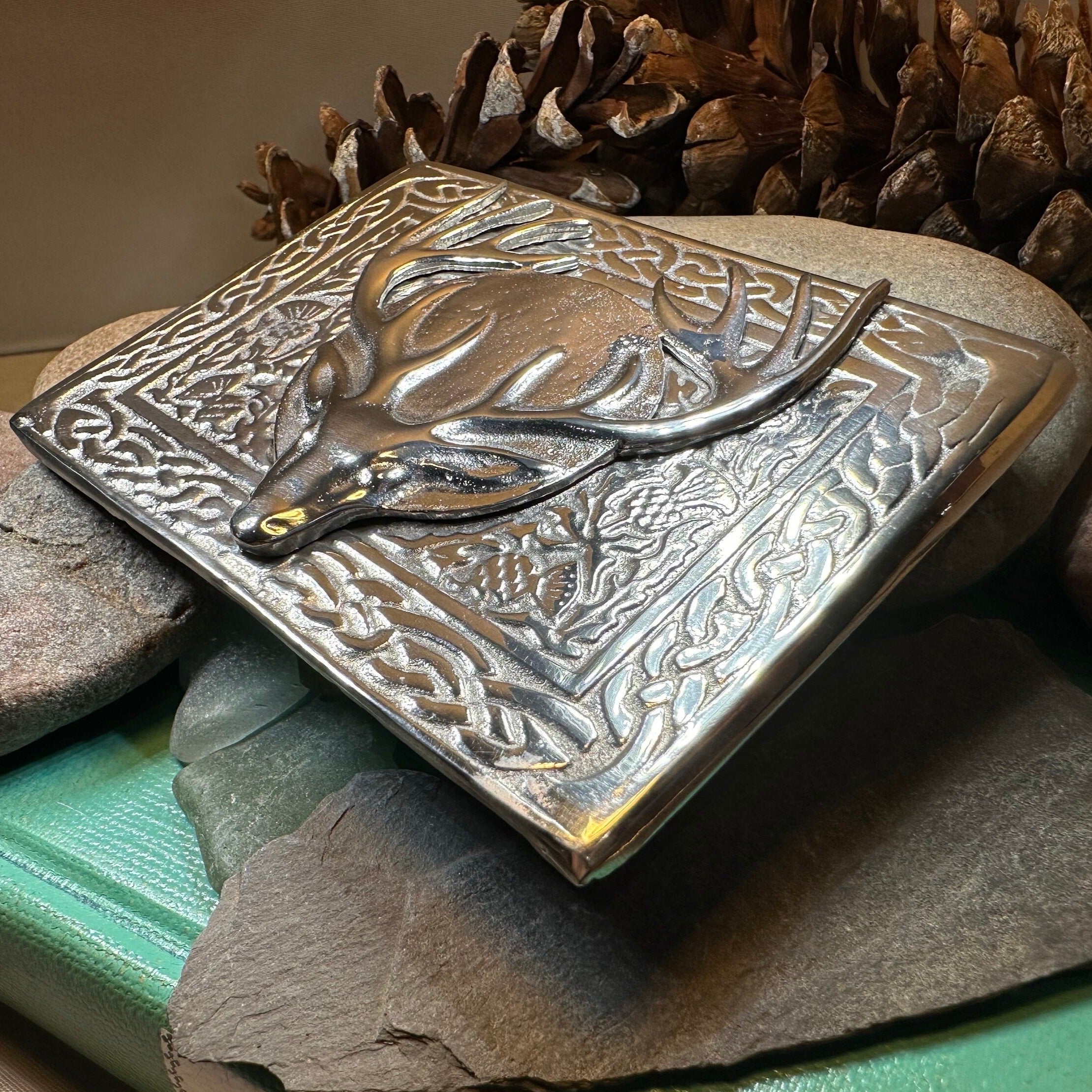 Celtic Stag Kilt Belt Buckle - Handmade in Scotland