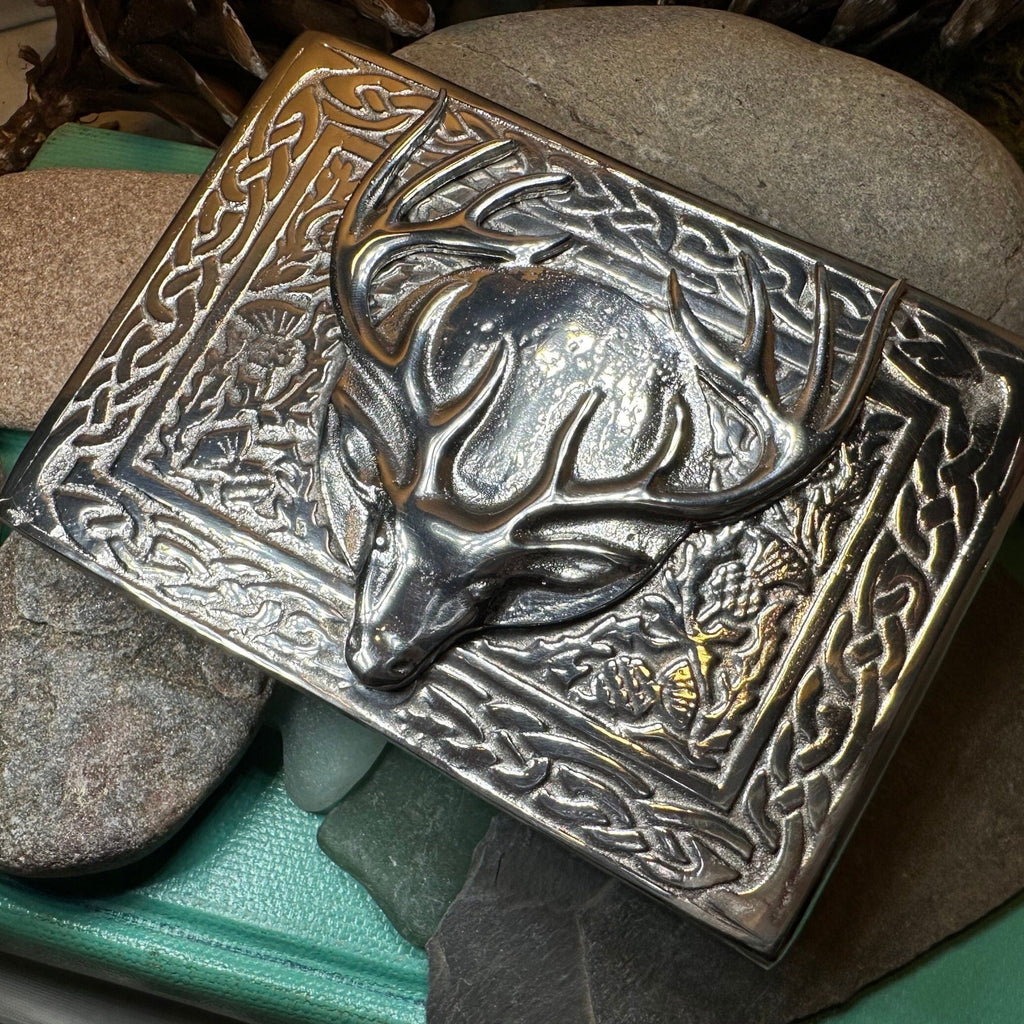 Celtic Stag Kilt Belt Buckle - Handmade in Scotland