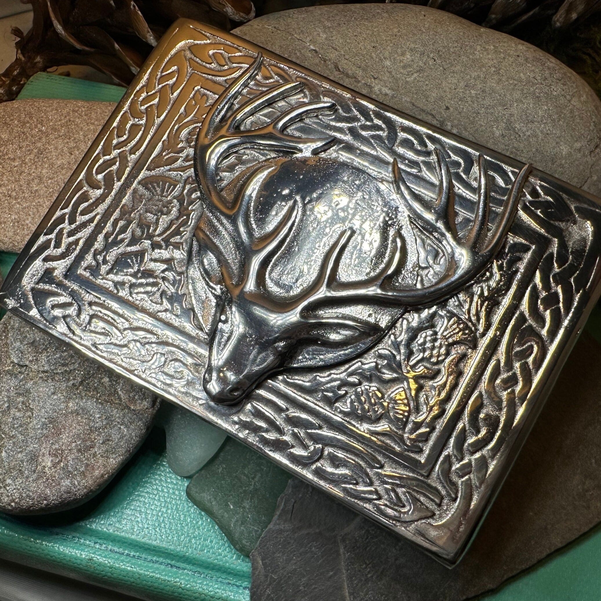 Celtic Stag Kilt Belt Buckle - Handmade in Scotland