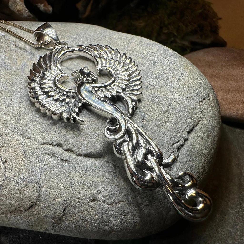 Glorious Rising Phoenix Necklace in Sterling Silver