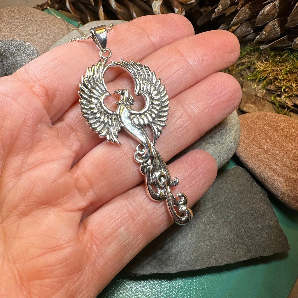 Glorious Rising Phoenix Necklace in Sterling Silver
