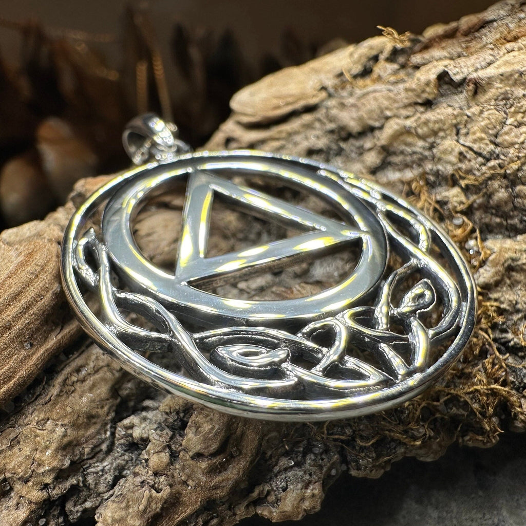 Celtic AA Sobriety Necklace in Sterling Silver