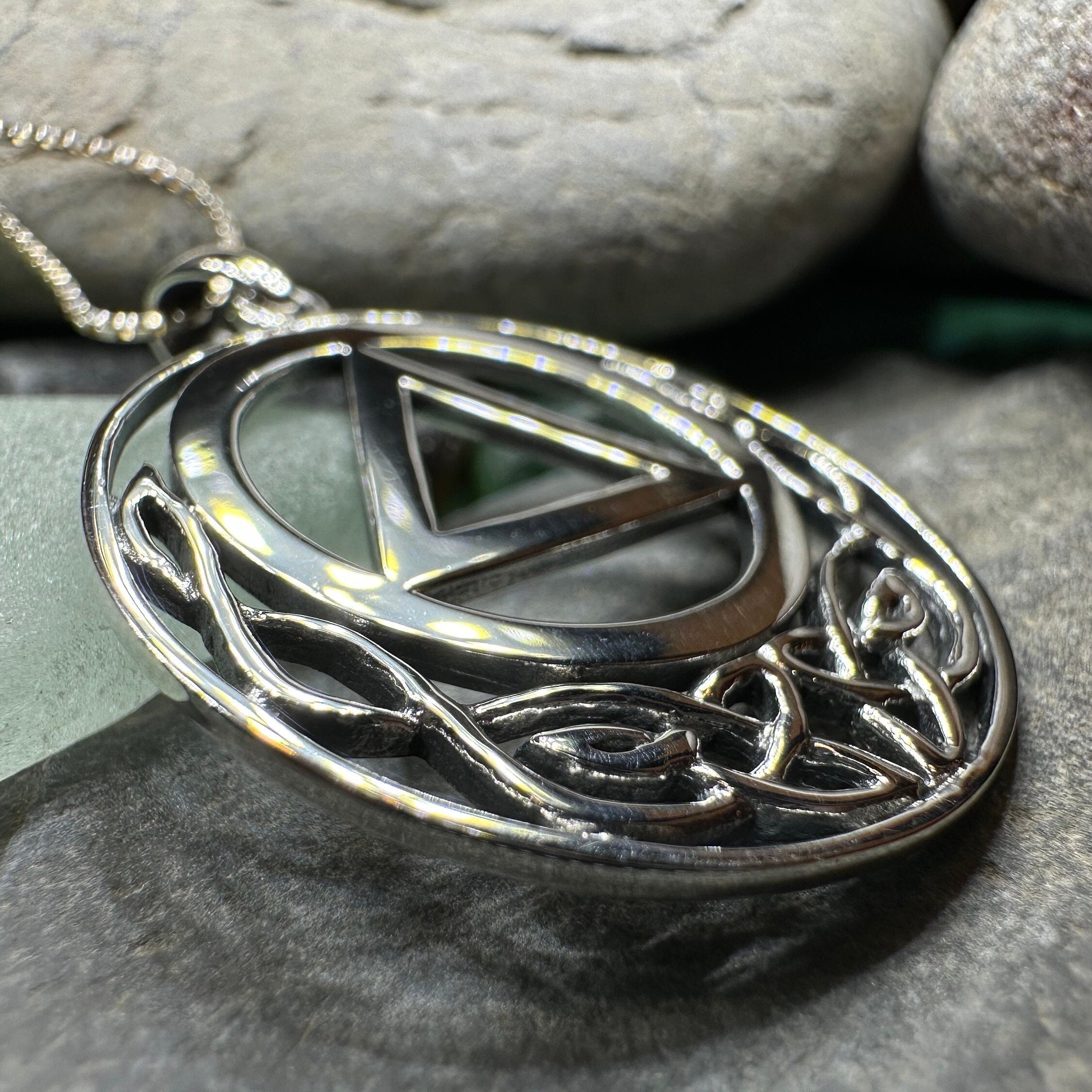 Celtic AA Sobriety Necklace in Sterling Silver