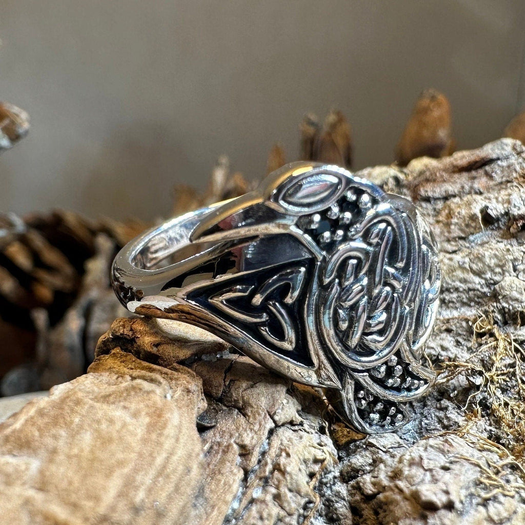 Morrigan Celtic Raven Ring in Sterling Silver