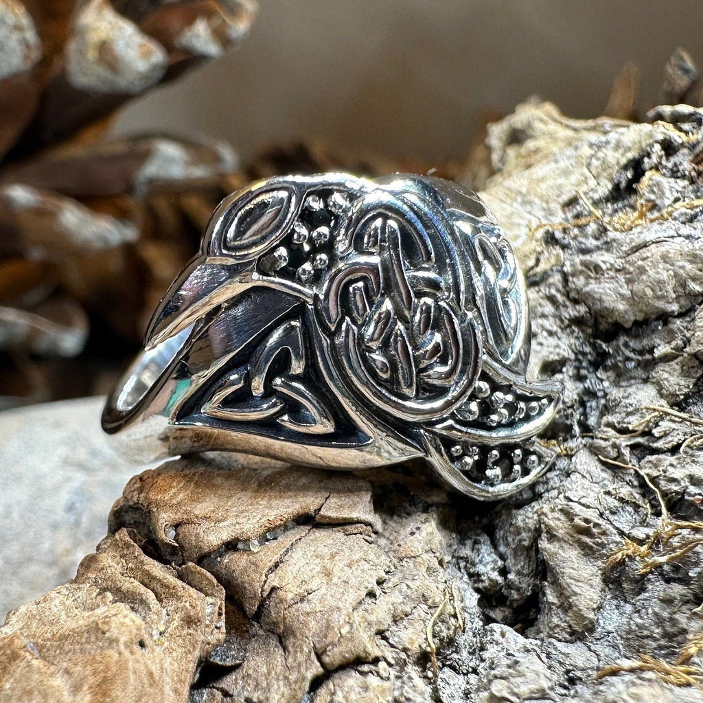 Morrigan Celtic Raven Ring in Sterling Silver