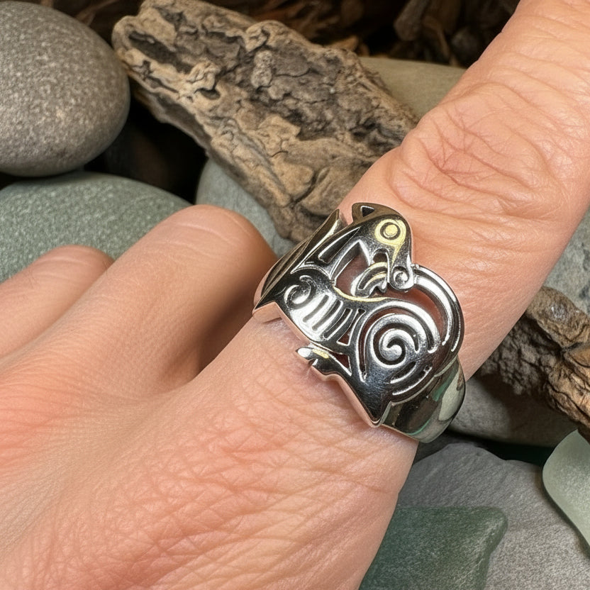 Pictish Lore Celtic Dragon Ring in Sterling Silver