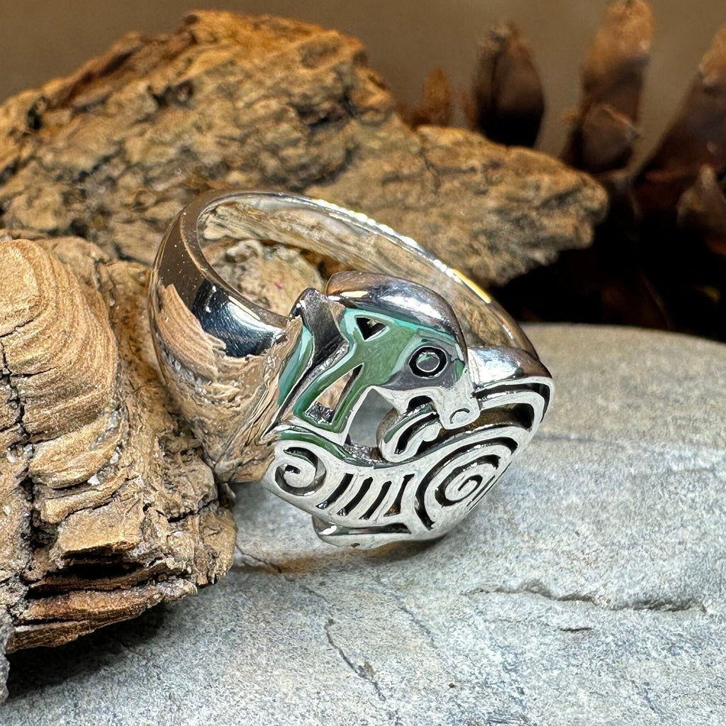 Pictish Lore Celtic Dragon Ring in Sterling Silver