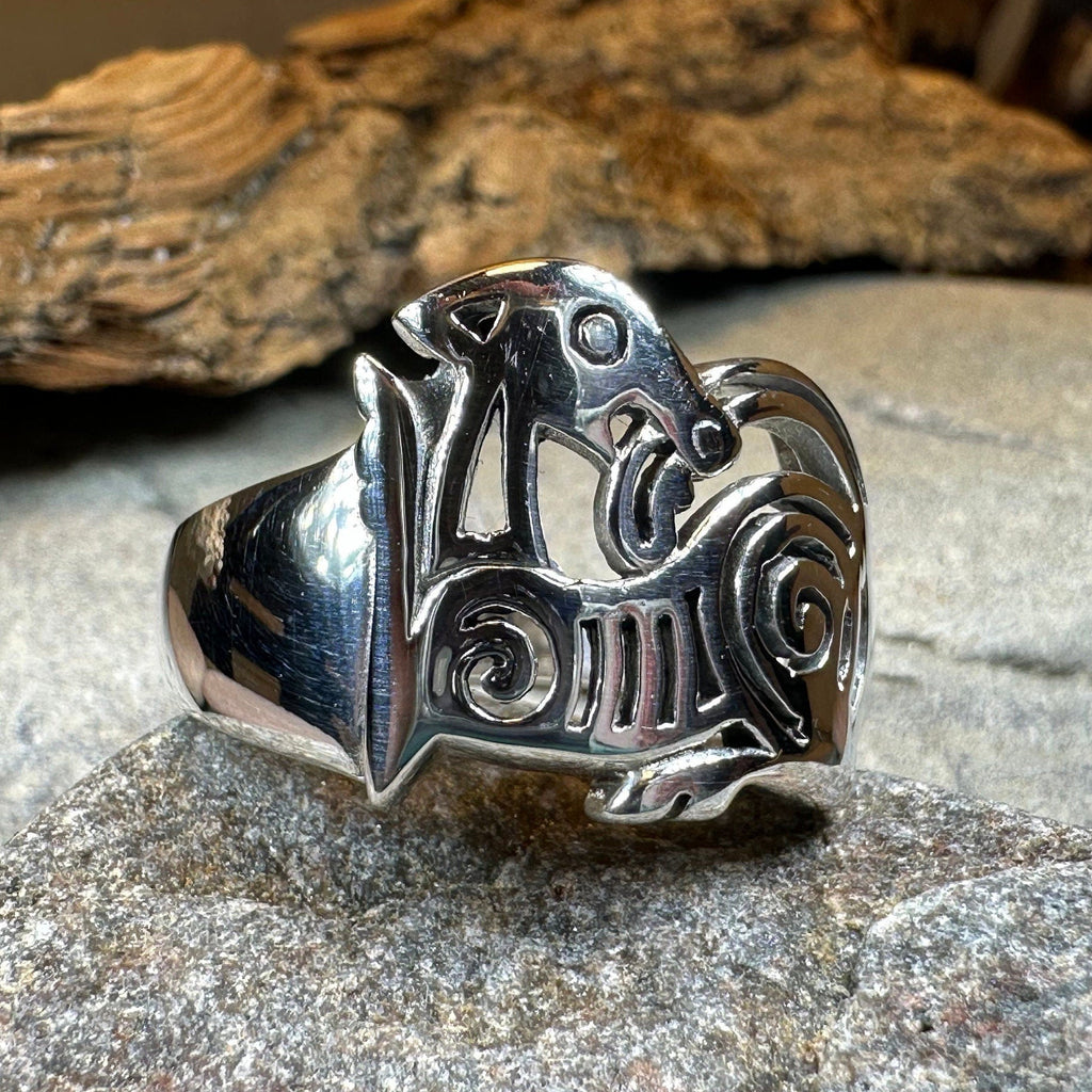 Pictish Lore Celtic Dragon Ring in Sterling Silver