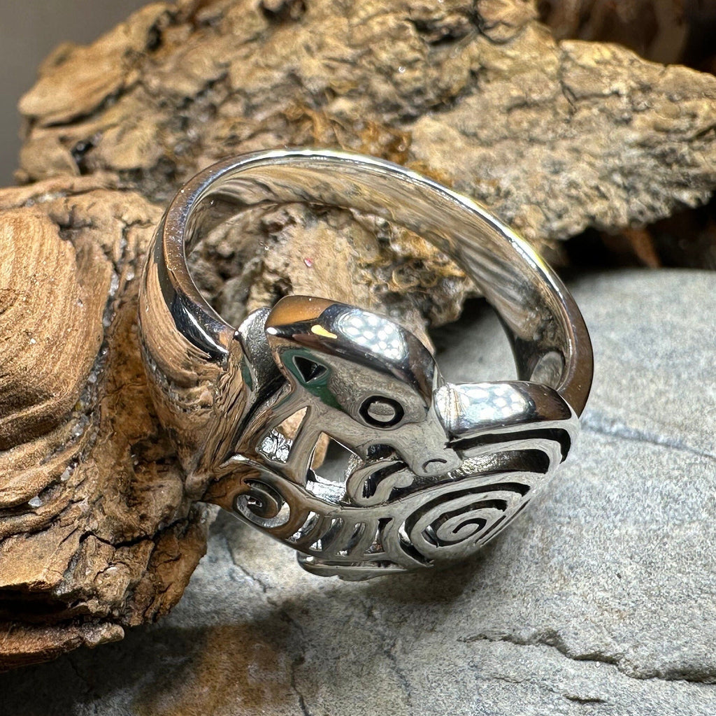 Pictish Lore Celtic Dragon Ring in Sterling Silver