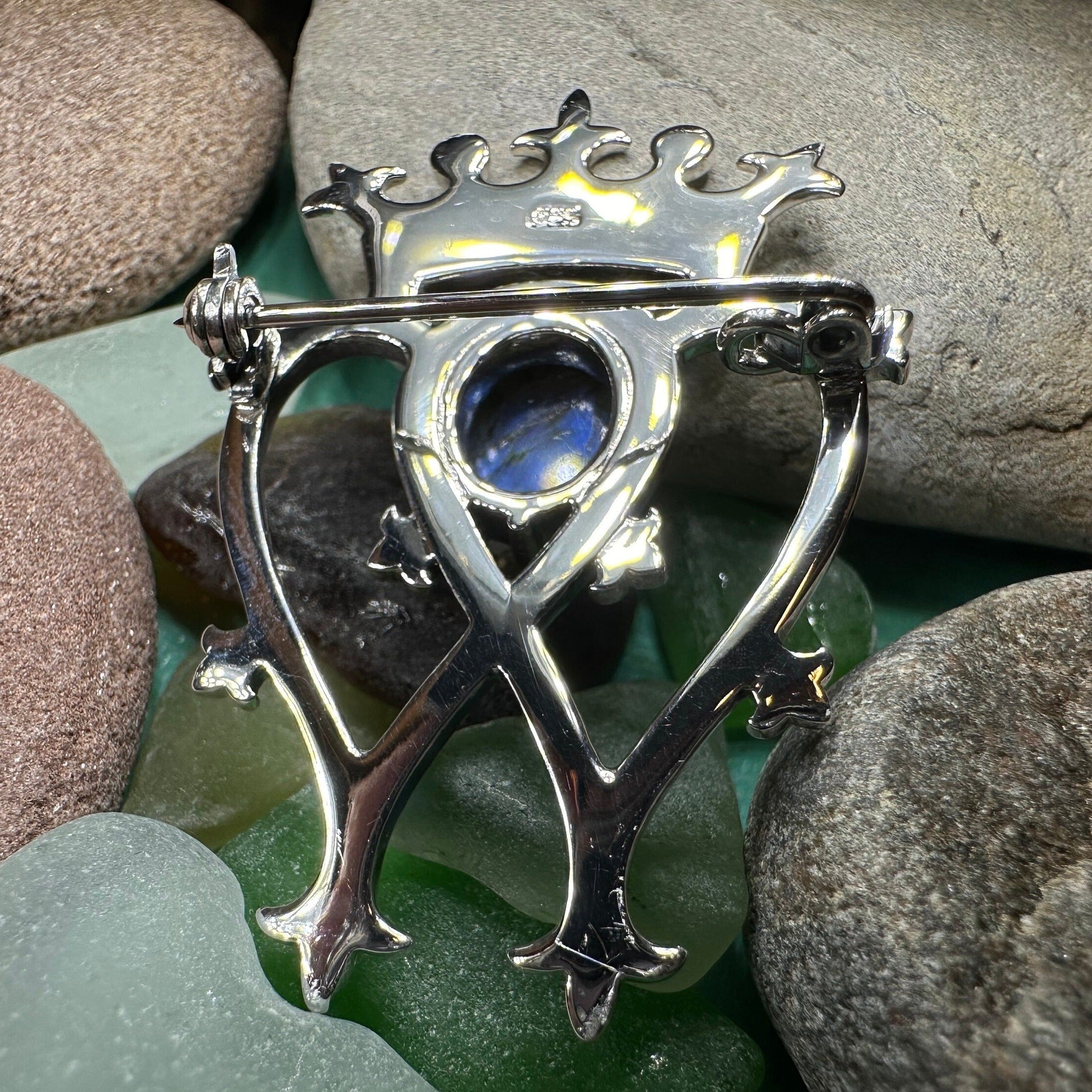 Labradorite Scottish Luckenbooth Brooch in Sterling Silver