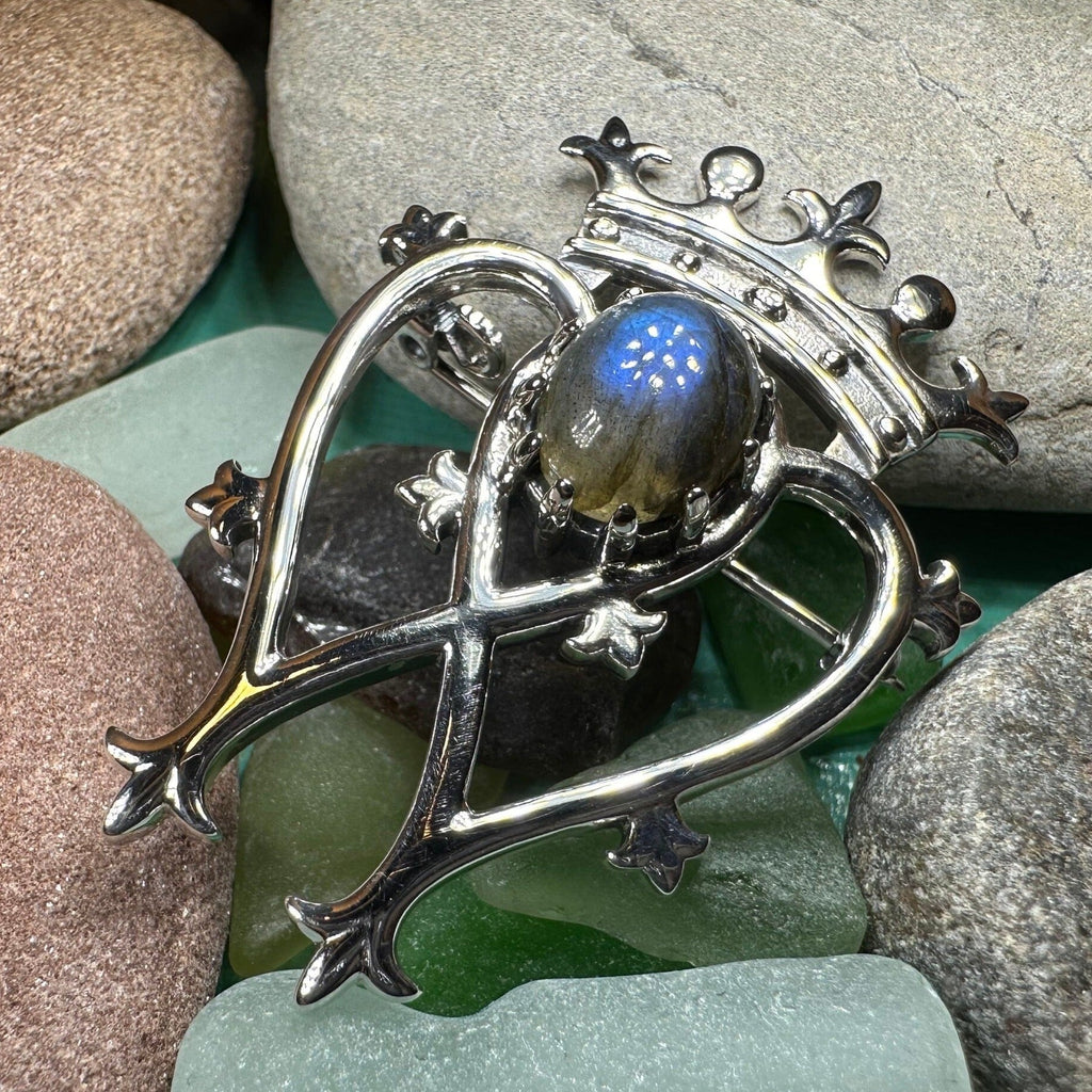 Labradorite Scottish Luckenbooth Brooch in Sterling Silver
