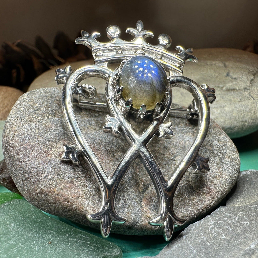 Labradorite Scottish Luckenbooth Brooch in Sterling Silver