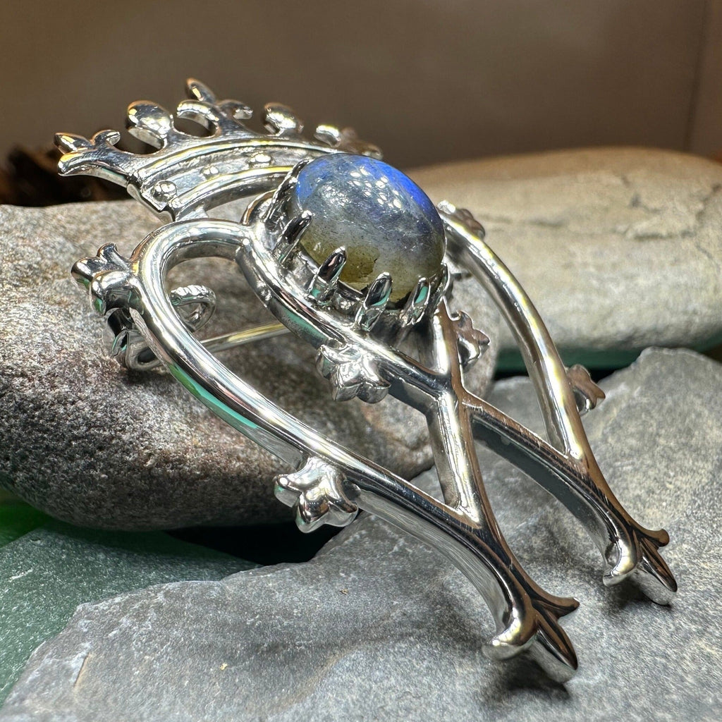 Labradorite Scottish Luckenbooth Brooch in Sterling Silver