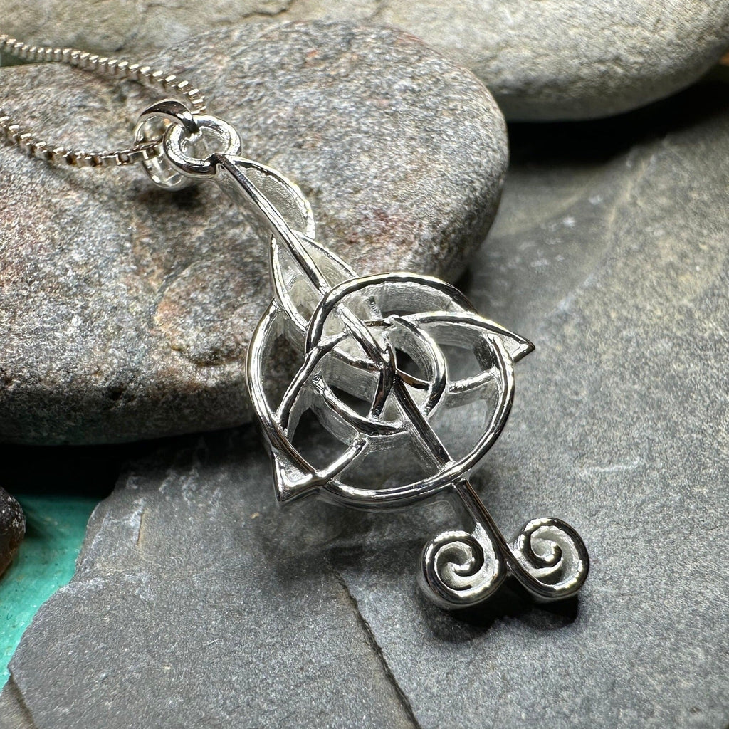 Celtic Music Note Necklace in Sterling Silver