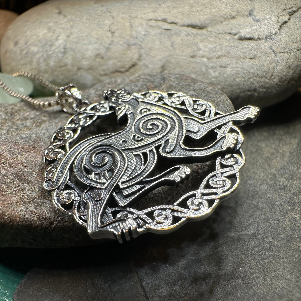 Pictish Celtic Dog Necklace in Sterling Silver