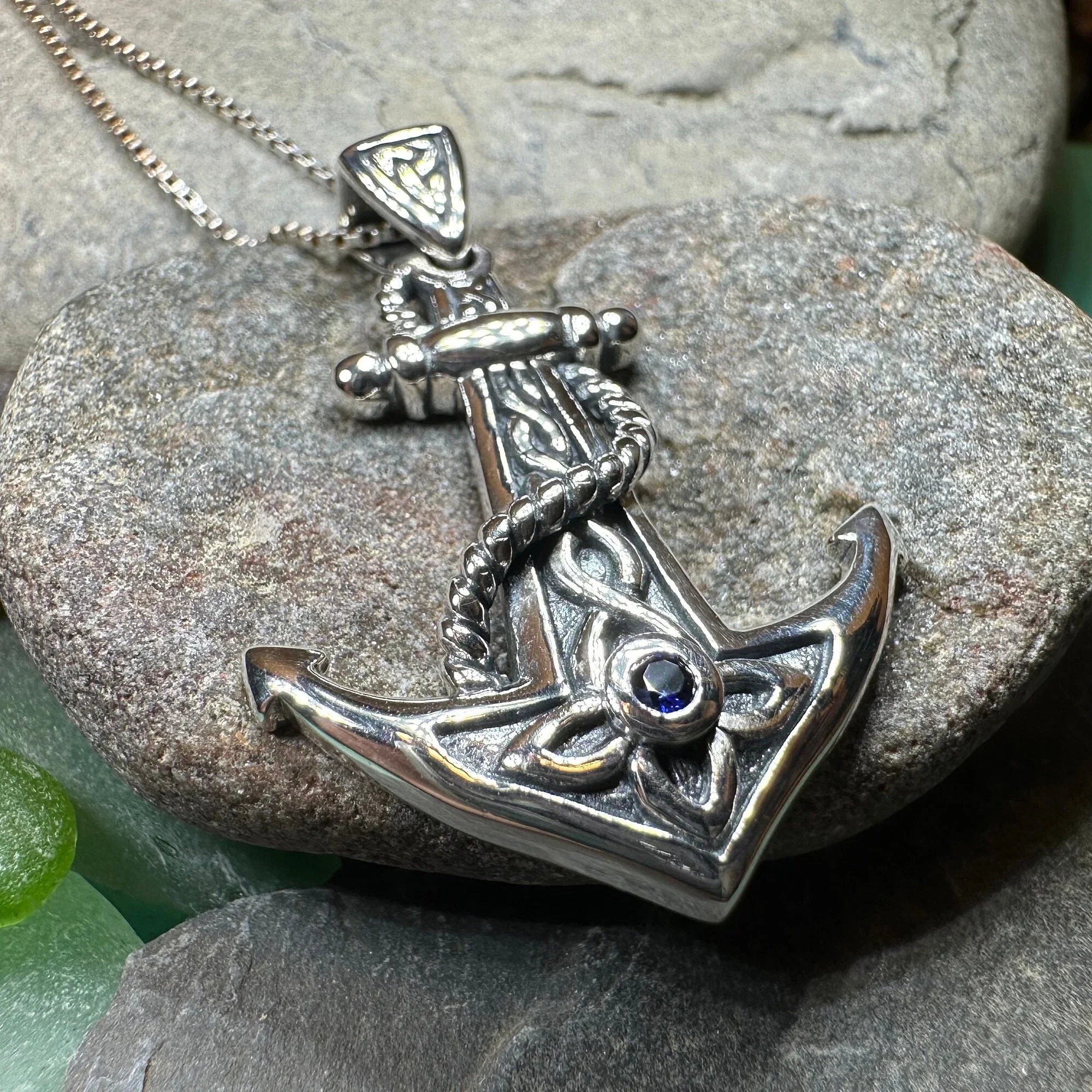 Sapphire Anchor Necklace