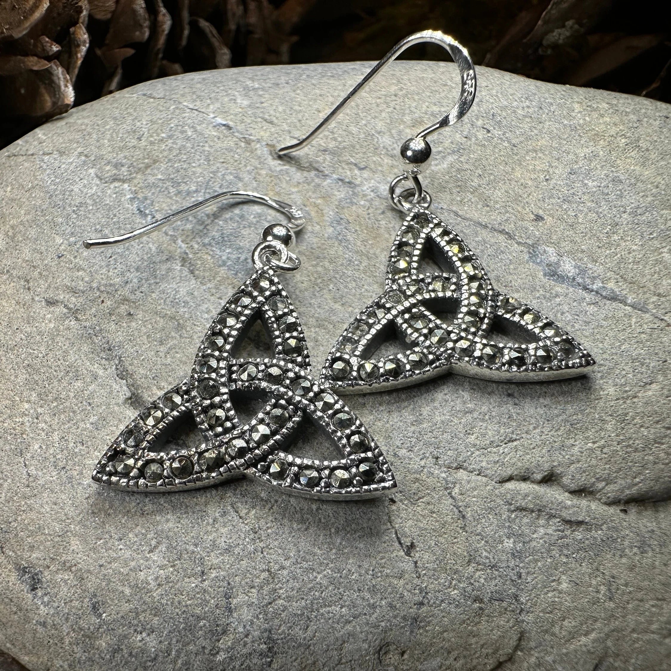 Celtic Knot Marcasite Earrings in Sterling Silver