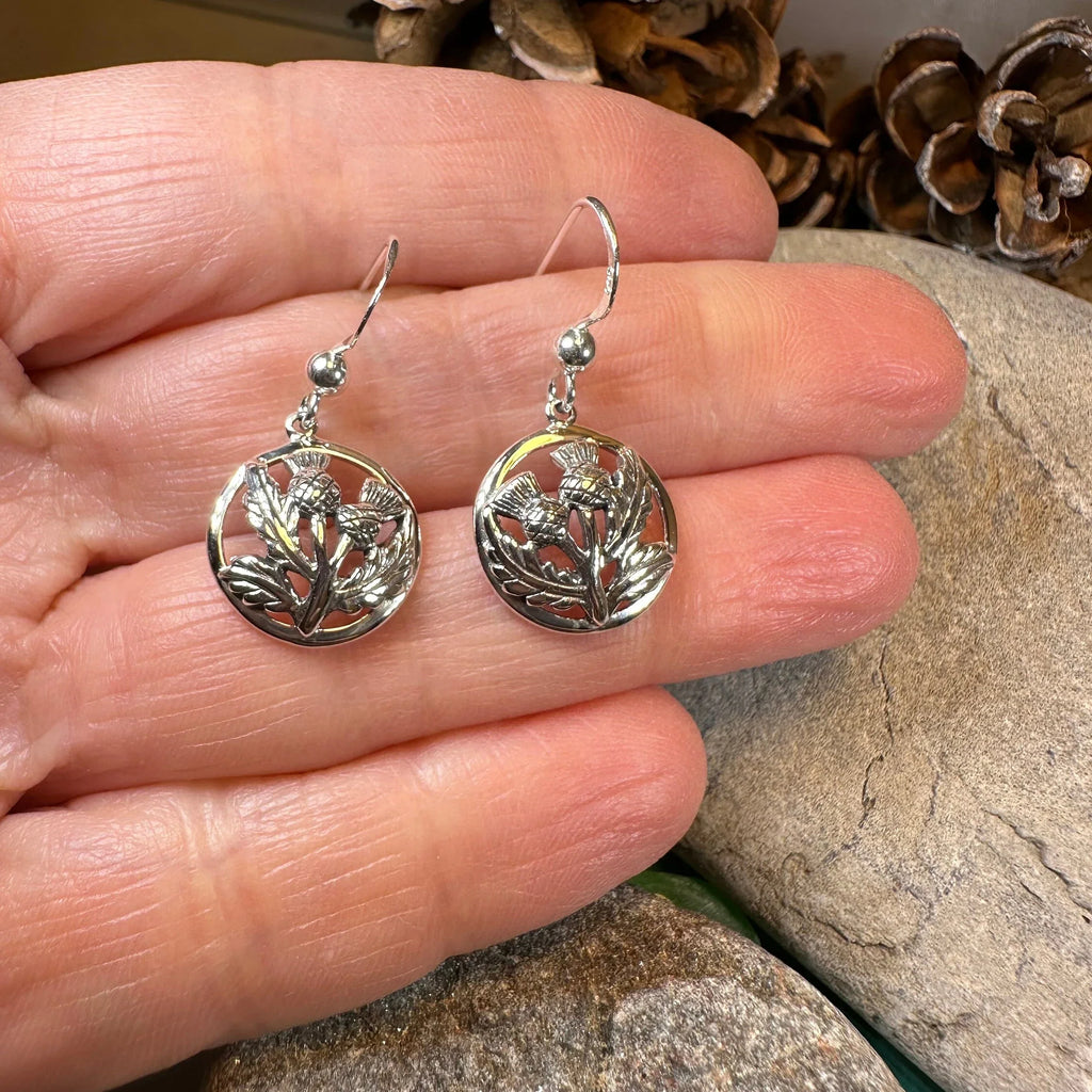 Aviemore Scottish Thistle Earrings in Sterling Silver
