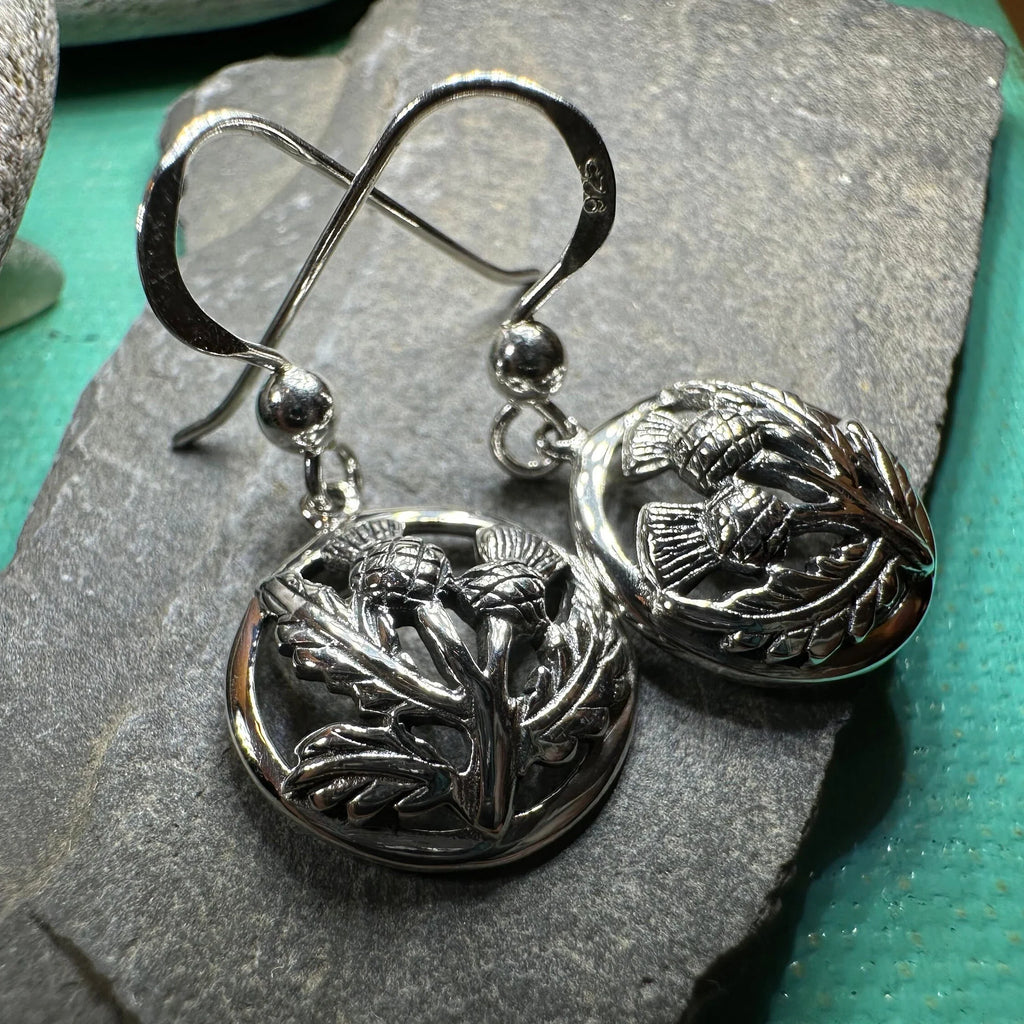Aviemore Scottish Thistle Earrings in Sterling Silver
