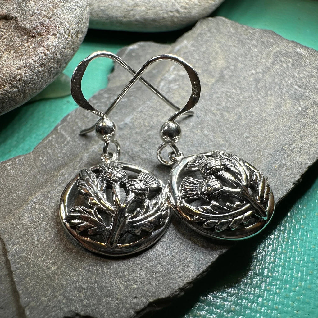 Aviemore Scottish Thistle Earrings in Sterling Silver