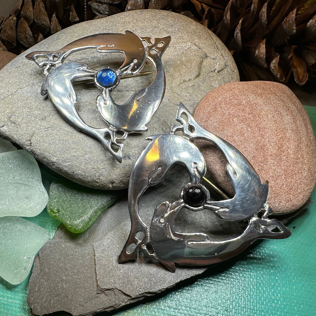 Celtic Dolphin Triskele Brooch - Handmade in Scotland