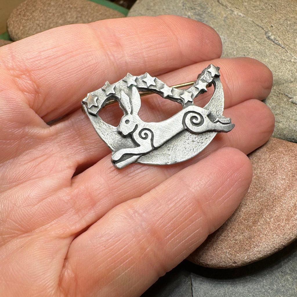 Moonleap Celtic Rabbit Brooch - Handmade in Scotland