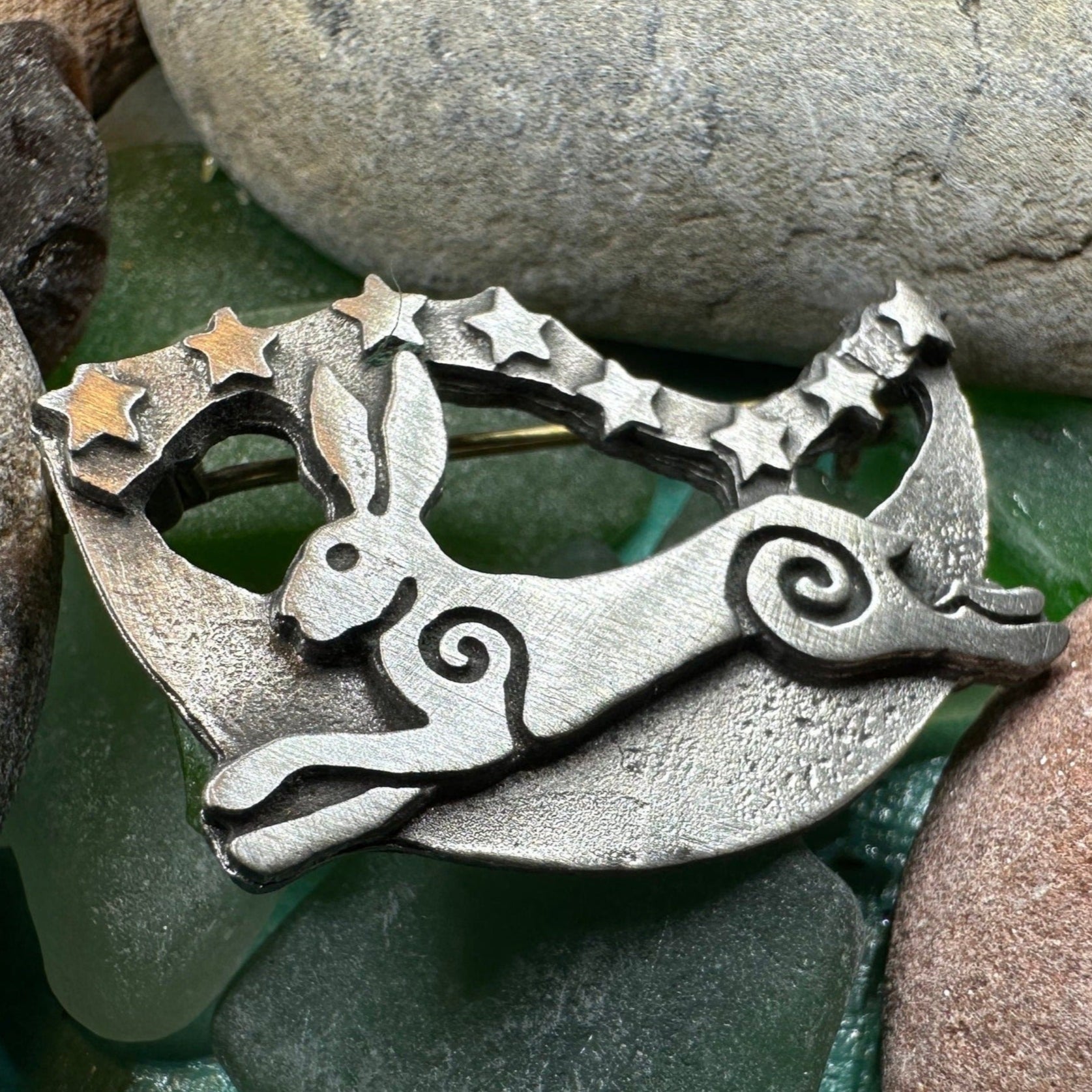 Moonleap Celtic Rabbit Brooch - Handmade in Scotland