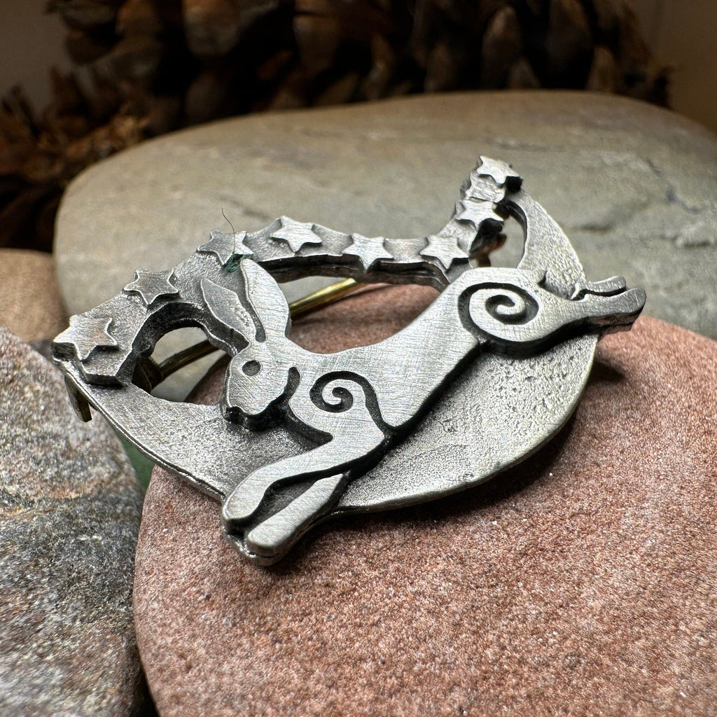 Moonleap Celtic Rabbit Brooch - Handmade in Scotland