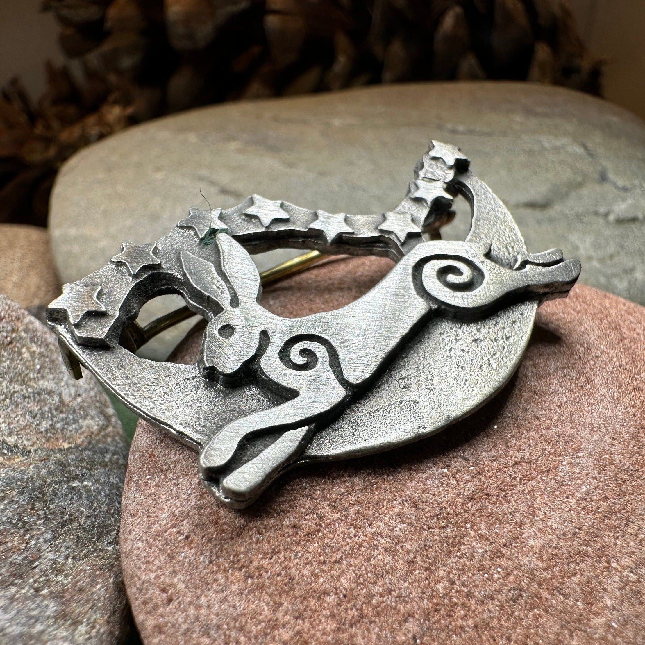 Moonleap Celtic Rabbit Brooch - Handmade in Scotland
