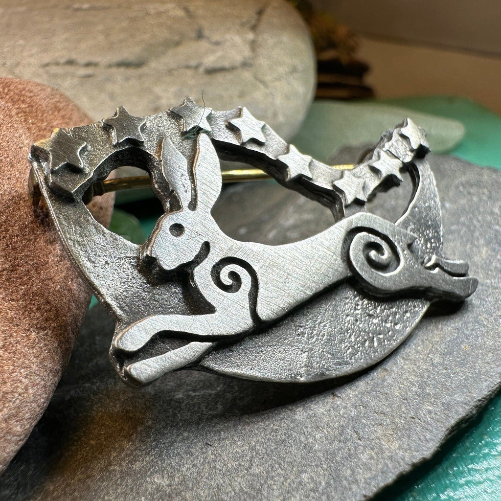 Moonleap Celtic Rabbit Brooch - Handmade in Scotland