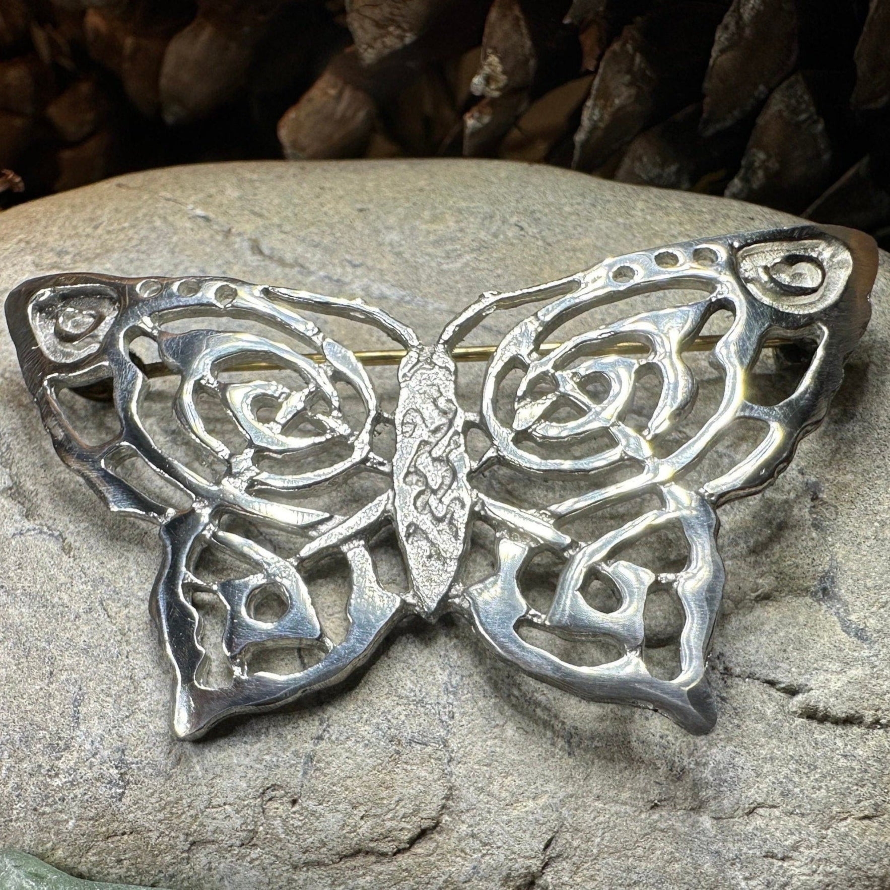 Pewter Celtic Butterfly Brooch - Handmade in Scotland