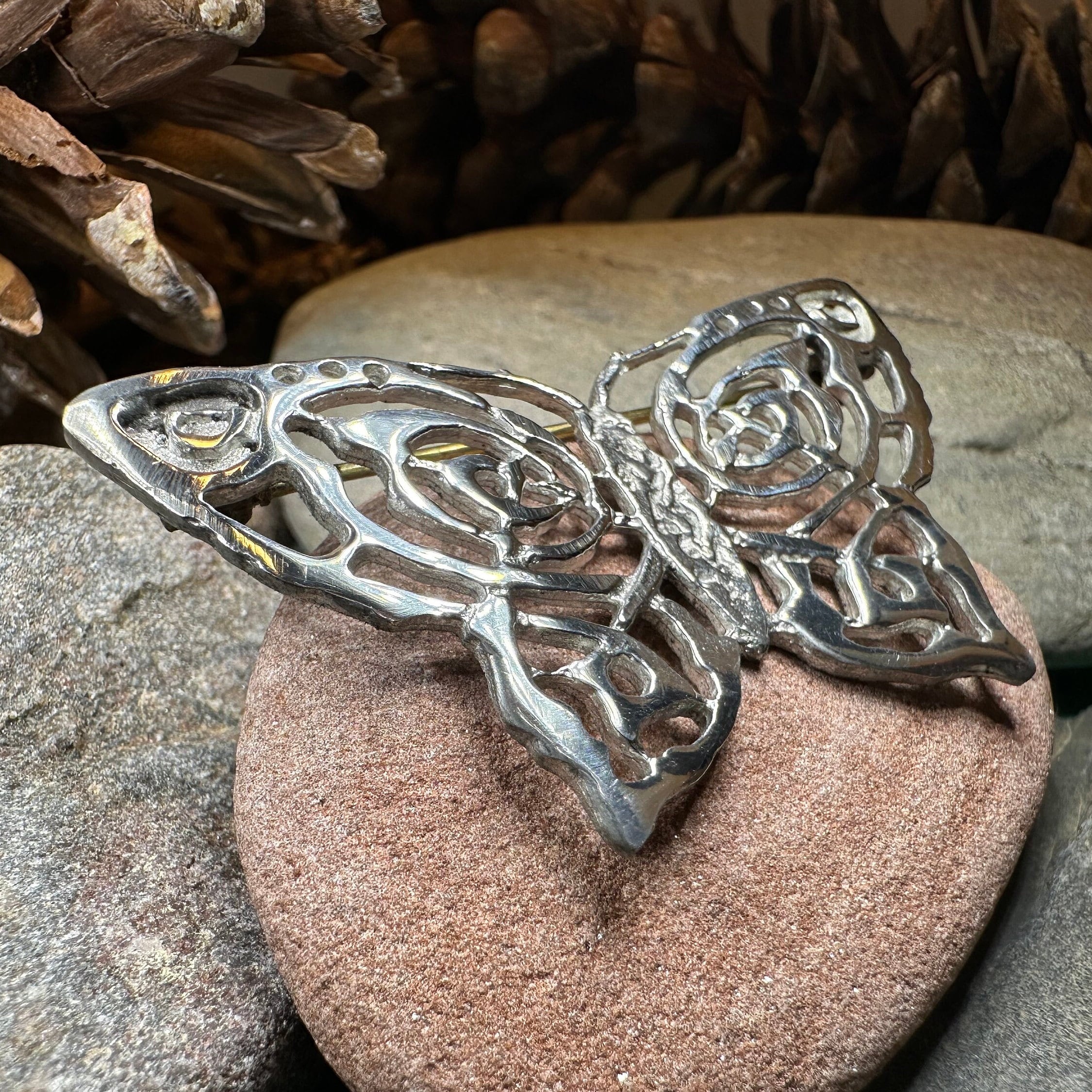 Pewter Celtic Butterfly Brooch - Handmade in Scotland