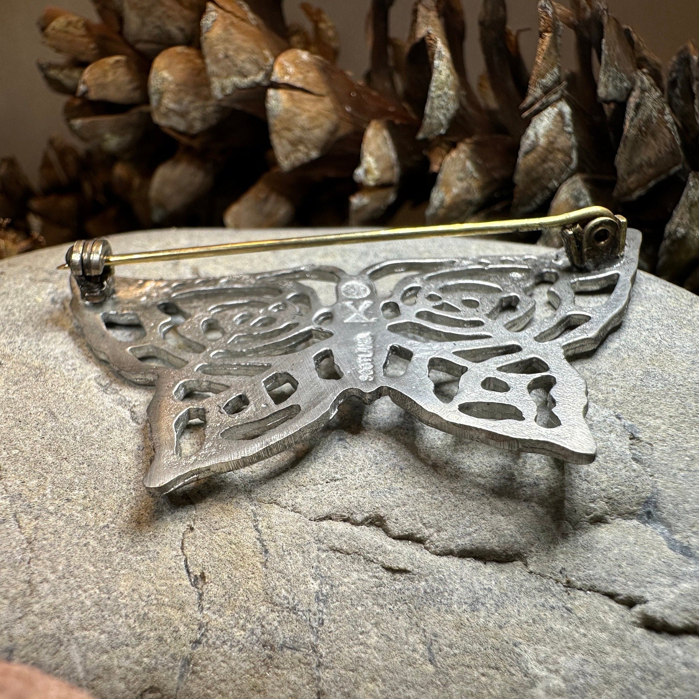 Pewter Celtic Butterfly Brooch - Handmade in Scotland