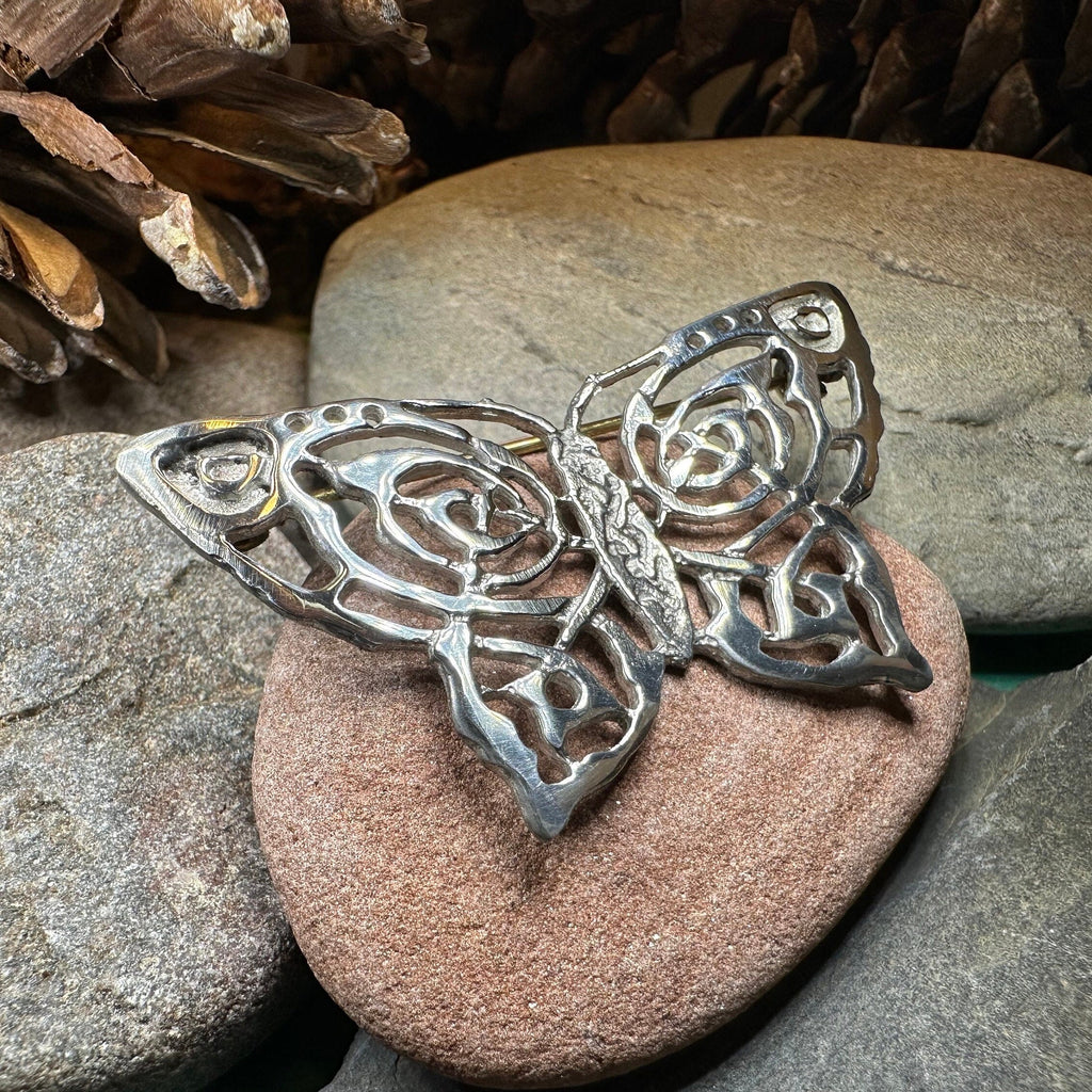 Pewter Celtic Butterfly Brooch - Handmade in Scotland