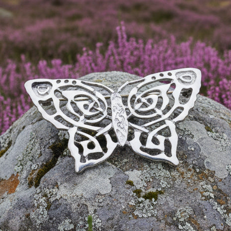 Pewter Celtic Butterfly Brooch - Handmade in Scotland