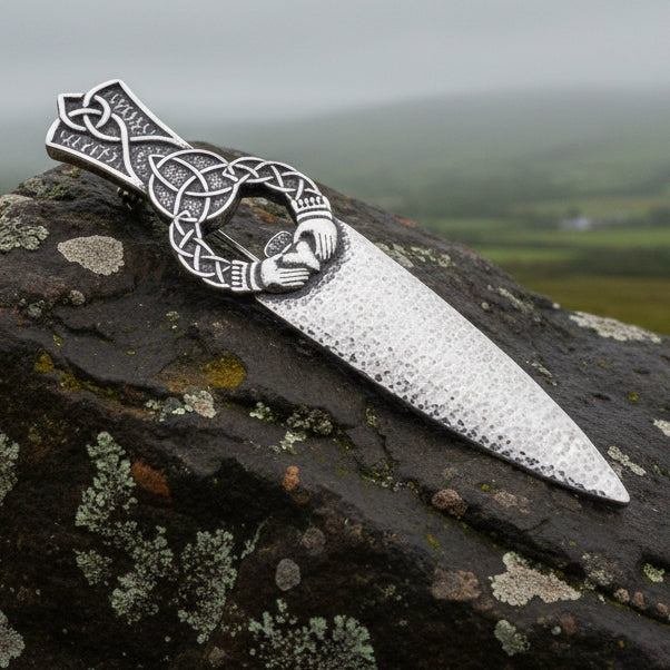 Irish Claddagh & Trinity Knot Kilt Pin