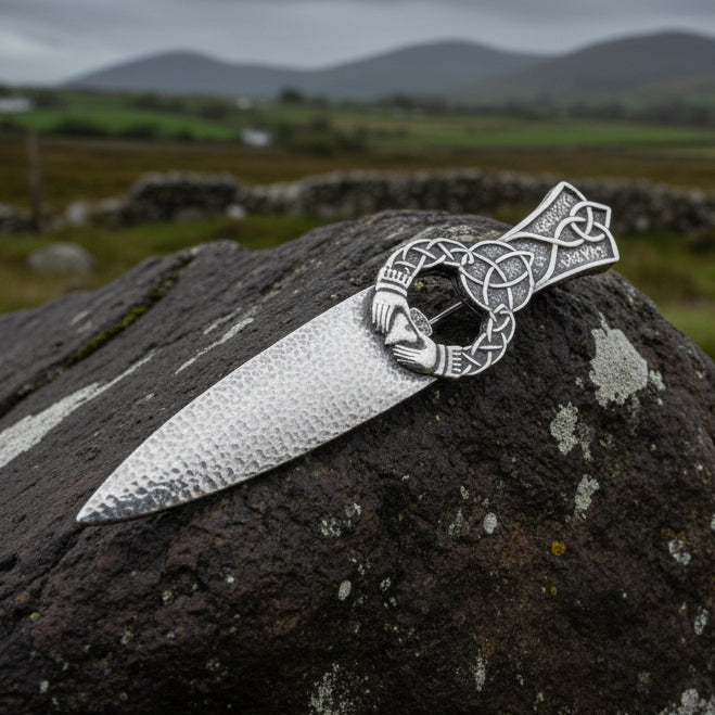 Irish Claddagh & Trinity Knot Kilt Pin