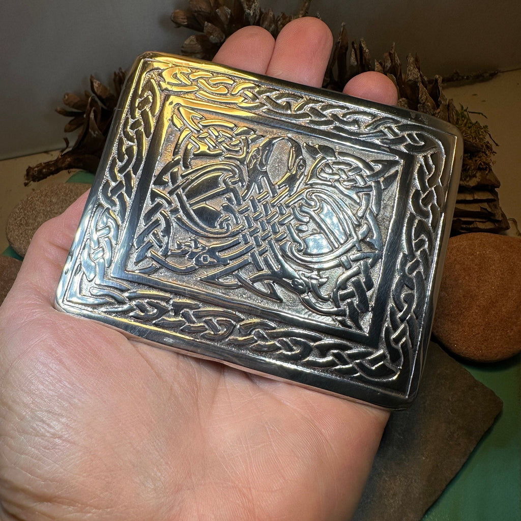 Celtic Birds Kilt Belt Buckle - Handmade in Scotland