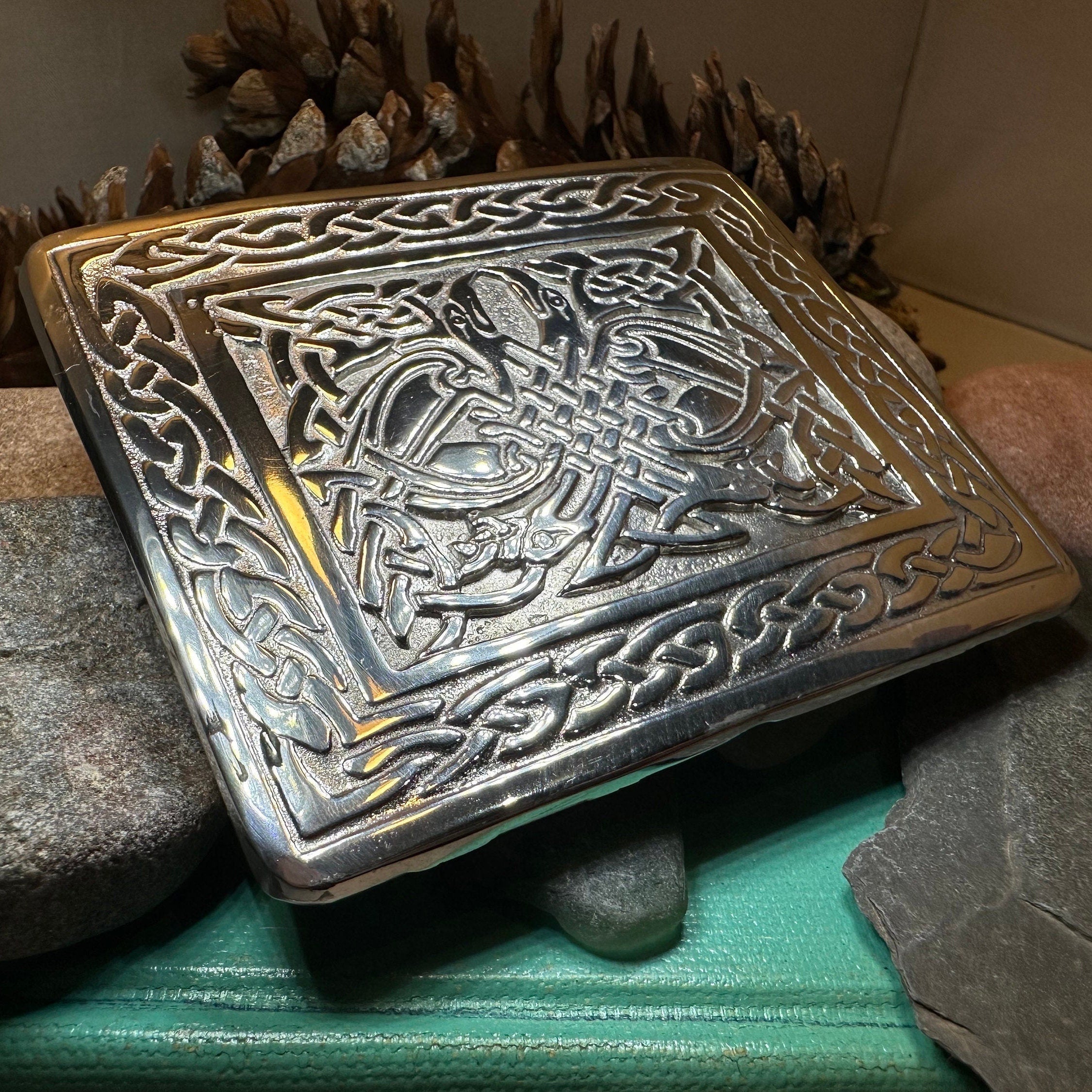 Celtic Birds Kilt Belt Buckle - Handmade in Scotland