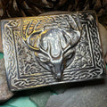 Celtic Stag Kilt Belt Buckle - Handmade in Scotland