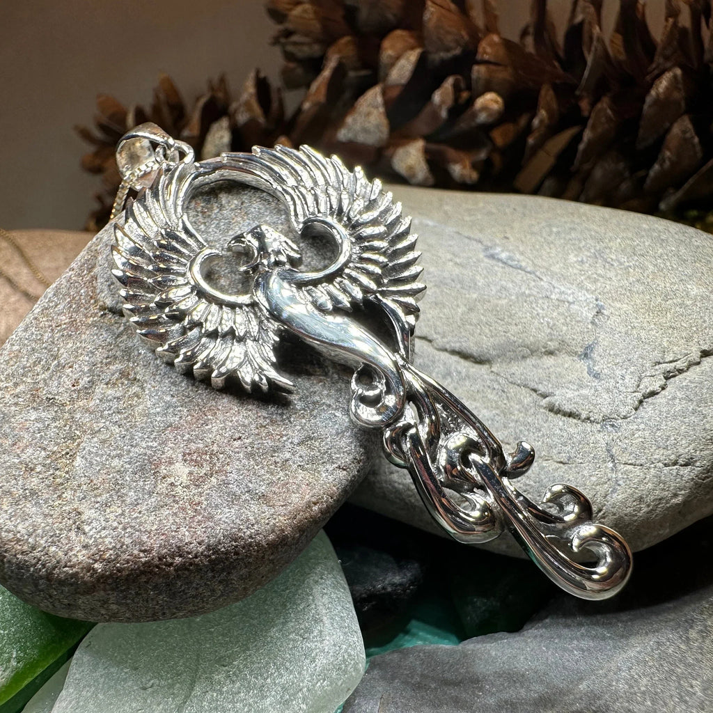 Glorious Rising Phoenix Necklace in Sterling Silver