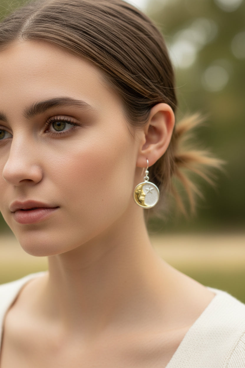 Golden Crescent Moon Earrings