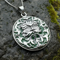 Black Forest Green Man Necklace in Sterling Silver